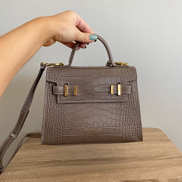 Teddy Blake Ava Croco Gold 9” Beige Purse - Picture 2 of 5